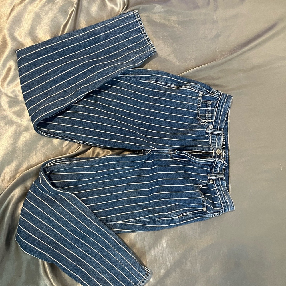 American Eagle Outfitters High Rise Blue Striped Jeans